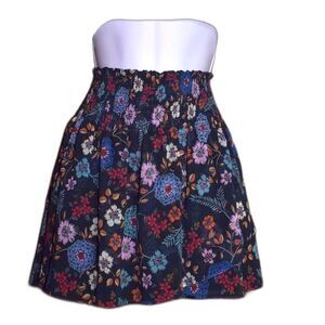 LINI Floral High Waist Mini Skirt Size Large Blue Stretch Summer Skirt